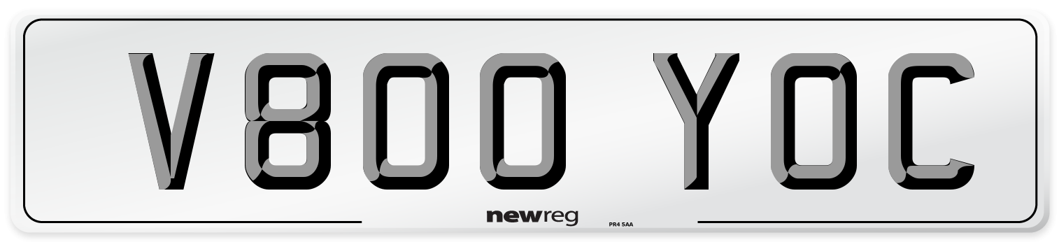 V800 YOC Number Plate from New Reg